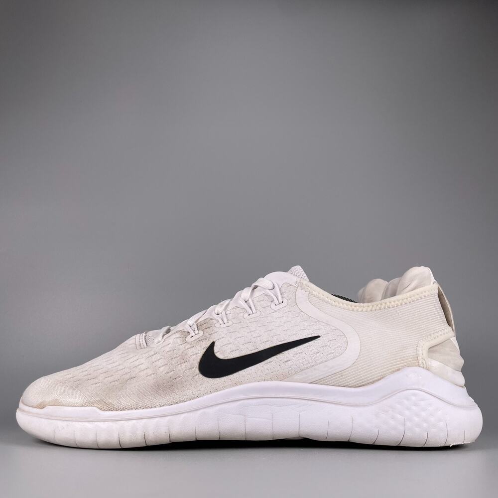 Nike Free RN 2018 Men's Size 12.5 White Black Running Sneakers Athletic Shoe GUC